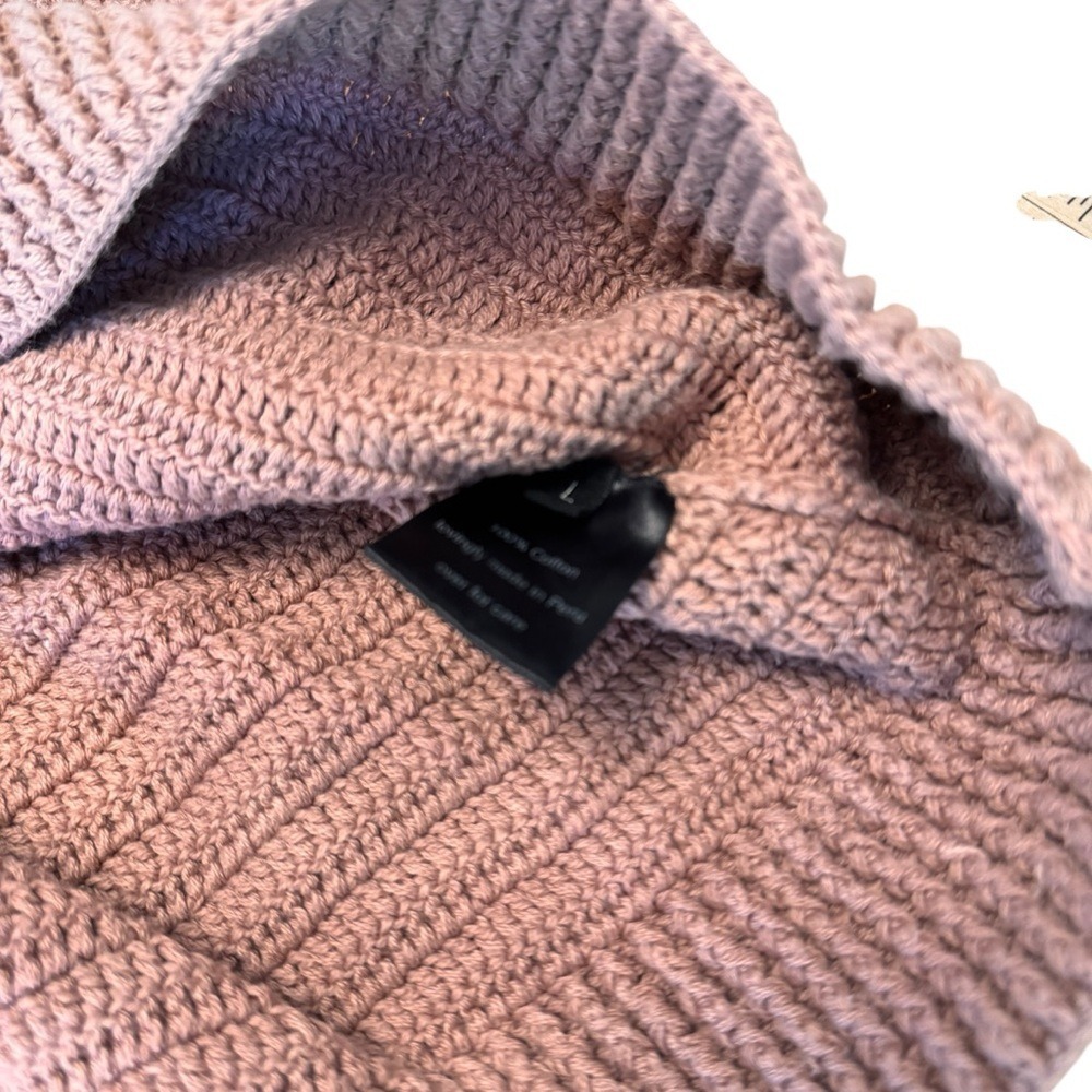Rachel Comey Short Sleeve Crochet Sweater Pink Wool Blend Boxy Fit L in GUC - Picture 8 of 9